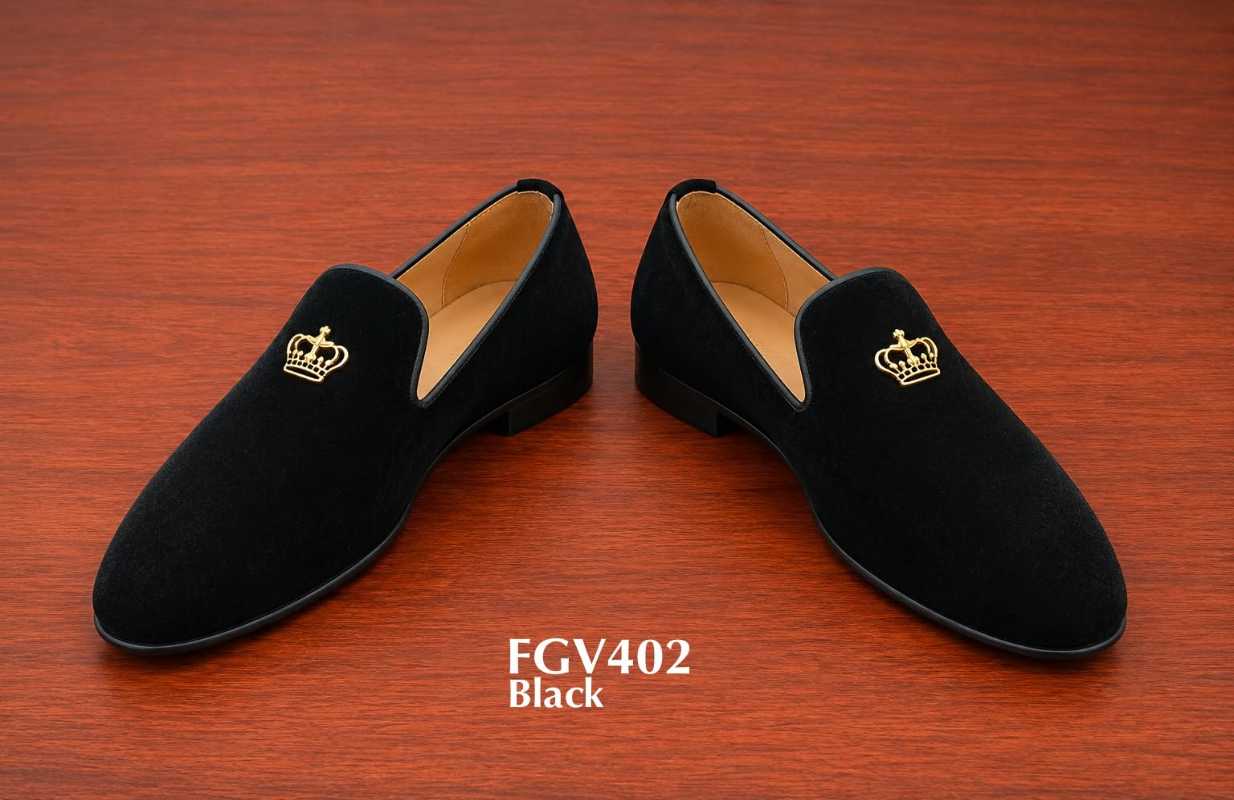 Crown embroidered smoking Velvet slippers