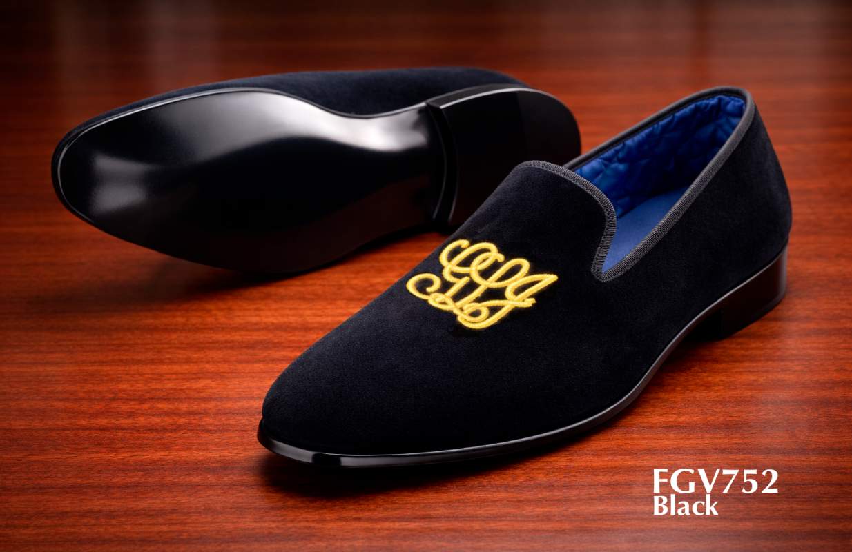 mens embroidered velvet loafers luxury slip on shoes