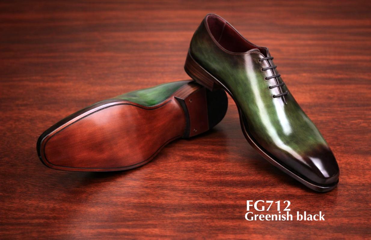 Handcrafted full grain green patina leather shoes