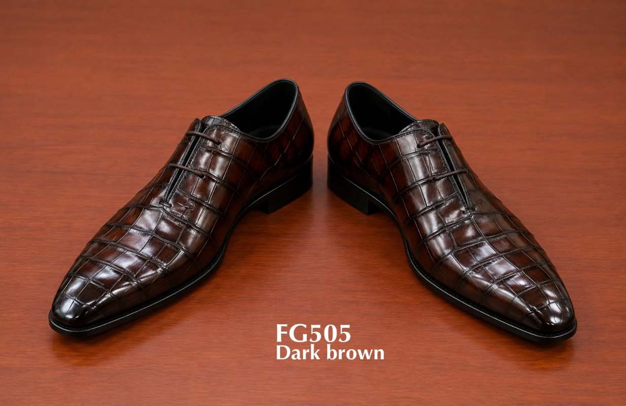 Croc embossed oxford brown luxury dress shoes