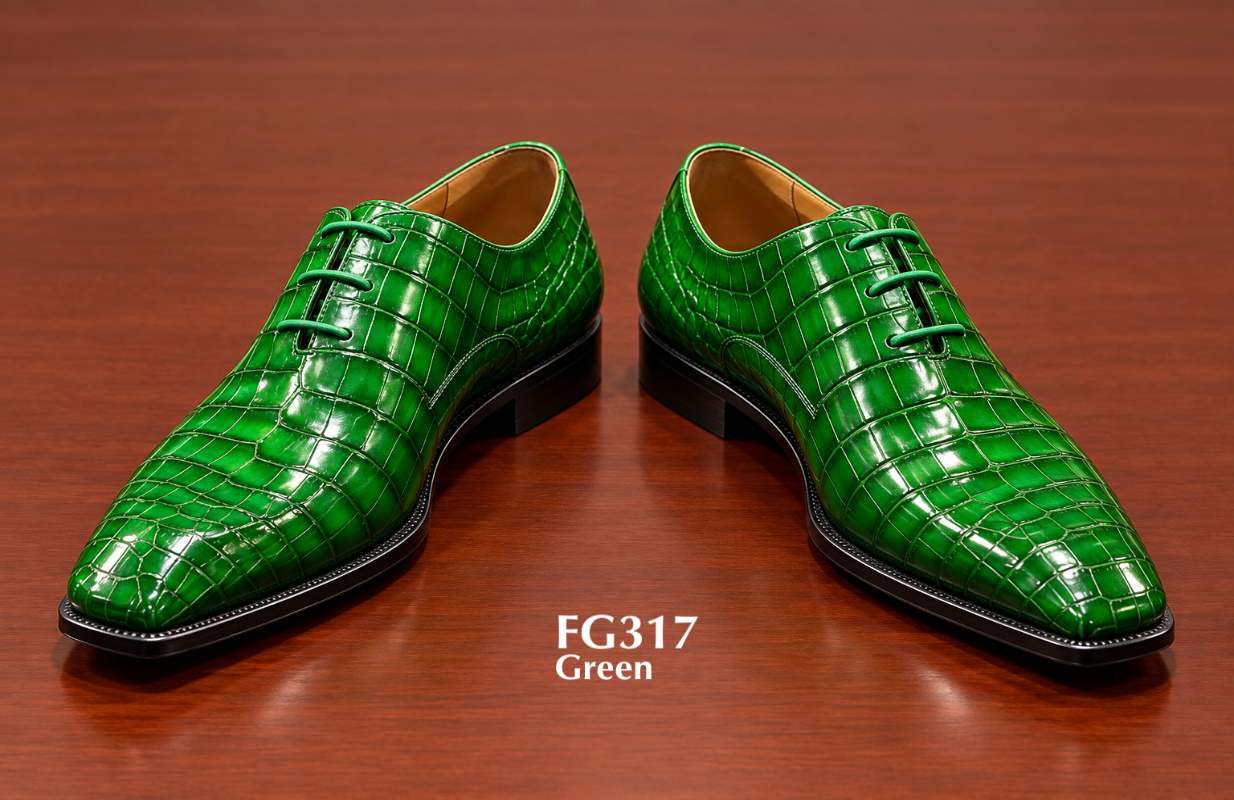 Premium green crocodile leather oxfords mens shoes