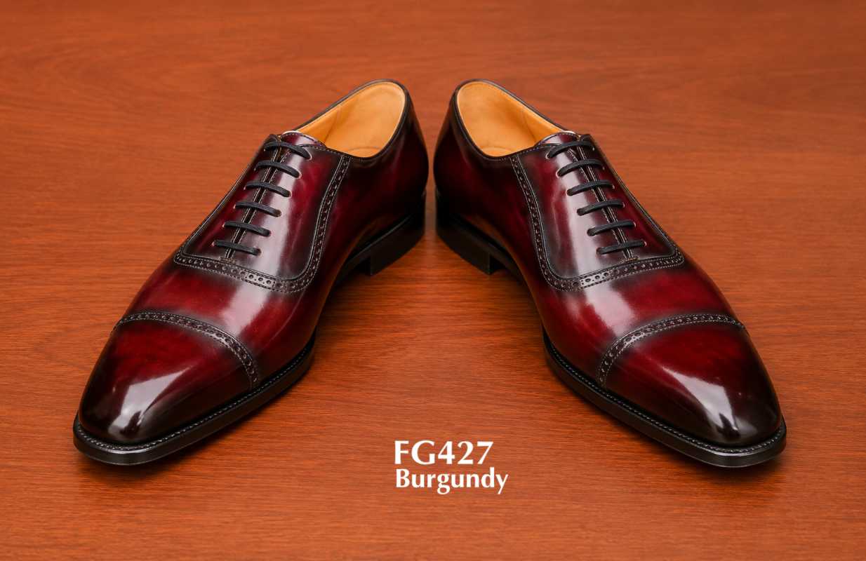 goodyear welted burgundy shoes